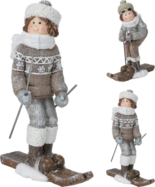 Koopman Декоративная фигурка из полирезины Ребенок на лыжах, 11x6x16 см, 2 дизайна