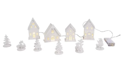 Koopman Набор украшений Деревенские домики LED, 10 шт.