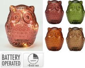 Koopman Светодиодное украшение из стекла Сова, 15 см, 4 вида