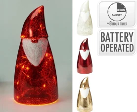 Koopman Светодиодное украшение из стекла Санта, 21 см, 3 вида