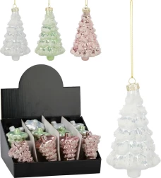 Koopman Новогоднее украшение из стекла Елочка, 7.7x12.7 см, 3 вида