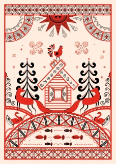 Блокнот Жили-были. Мезенская роспись &laquo;Лиса&raquo; (формат А5 144 стр. блинтовое тиснение тонированный блок)