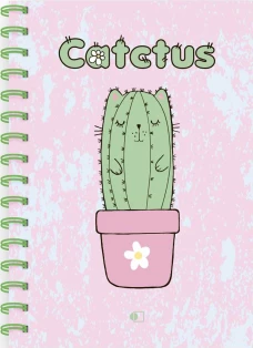 Блокнот "Кактус Кот" высокий / "Catctus", four (А5, 160 стр., пружина, блок желтый).