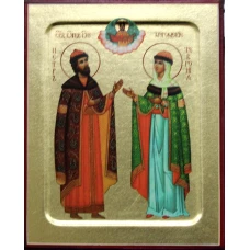Икона Петра и Февронии Муромских, благоверных (ростовая в красках) (на дереве): 125 х 160.
