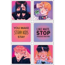 Stray Kids. Набор 3D стикеров (6 шт. оранжевый)
